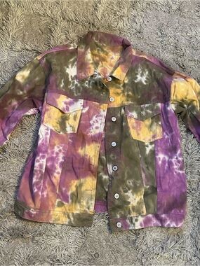 Tie-Dye Utility Jacket - Purple/Green/Yellow